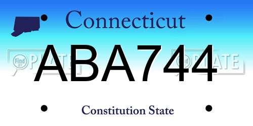 ABA744 Connecticut License Plate
