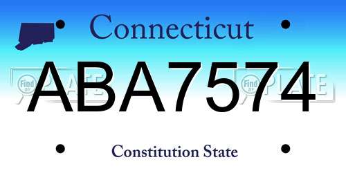ABA7574 Connecticut License Plate