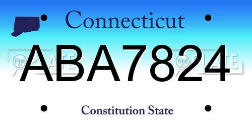 ABA7824 Connecticut License Plate
