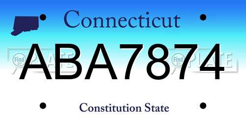 ABA7874 Connecticut License Plate