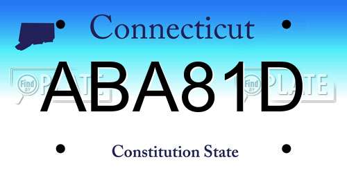 ABA81D Connecticut License Plate