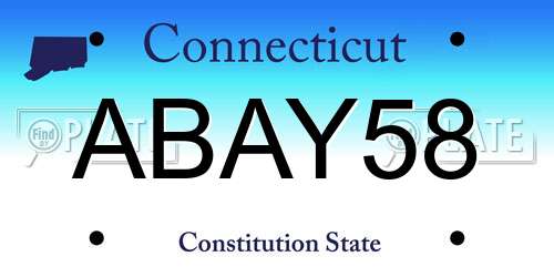 ABAY58 Connecticut License Plate