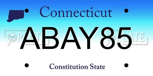 ABAY85 Connecticut License Plate