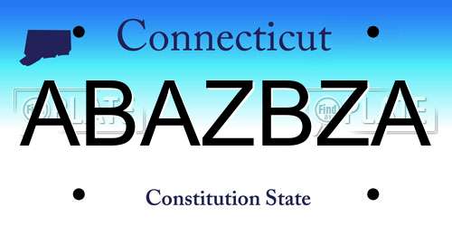ABAZBZA Connecticut License Plate