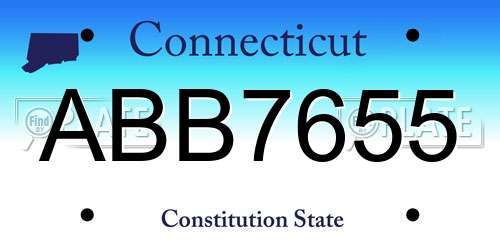 ABB7655 Connecticut License Plate