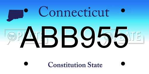 ABB955 Connecticut License Plate