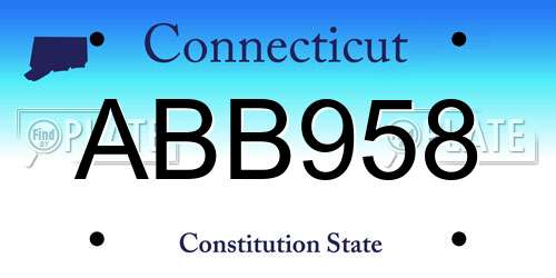 ABB958 Connecticut License Plate