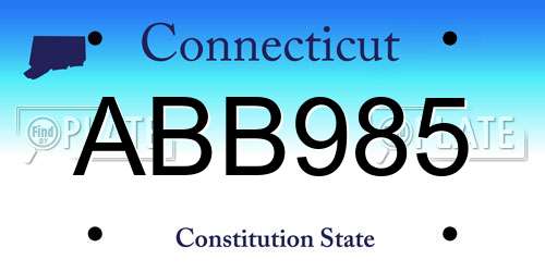 ABB985 Connecticut License Plate