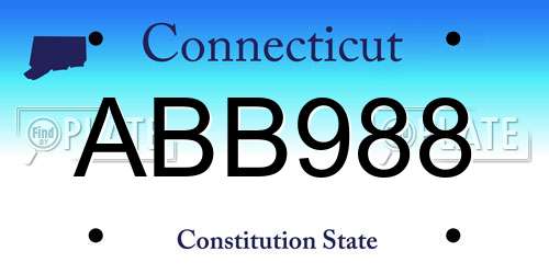 ABB988 Connecticut License Plate