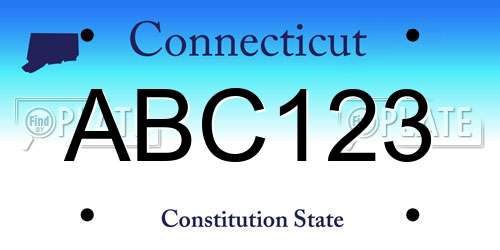 ABC123 Connecticut License Plate