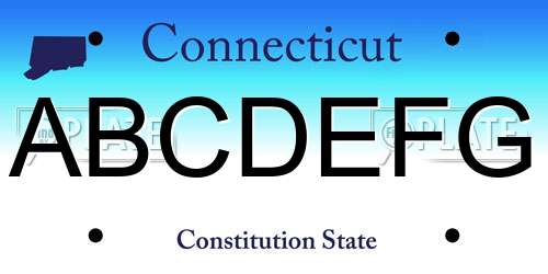 ABCDEFG Connecticut License Plate