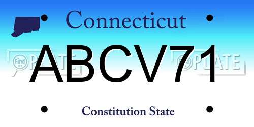 ABCV71 Connecticut License Plate