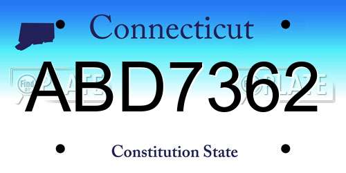 ABD7362 Connecticut License Plate