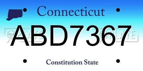 ABD7367 Connecticut License Plate