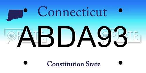 ABDA93 Connecticut License Plate