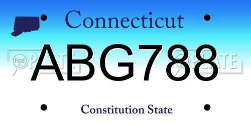 ABG788 Connecticut License Plate