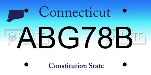 ABG78B Connecticut License Plate