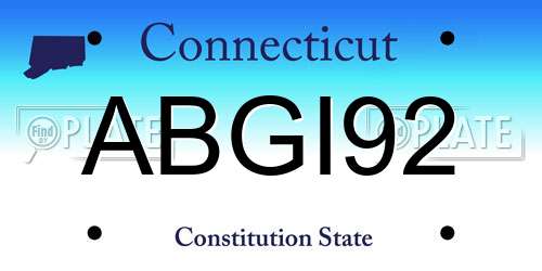 ABGI92 Connecticut License Plate