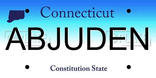 ABJUDEN Connecticut License Plate