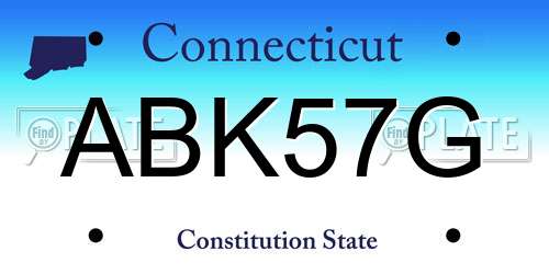 ABK57G Connecticut License Plate