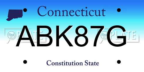 ABK87G Connecticut License Plate