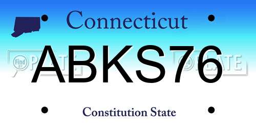 ABKS76 Connecticut License Plate