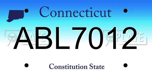 ABL7012 Connecticut License Plate