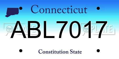 ABL7017 Connecticut License Plate