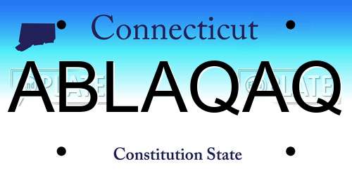 ABLAQAQ Connecticut License Plate