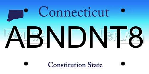 ABNDNT8 Connecticut License Plate