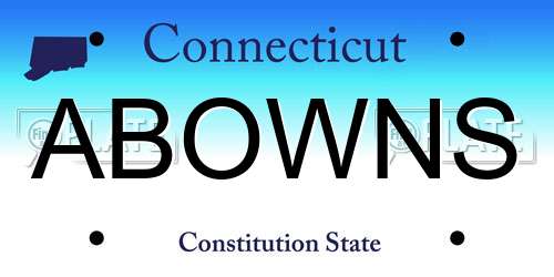 ABOWNS Connecticut License Plate