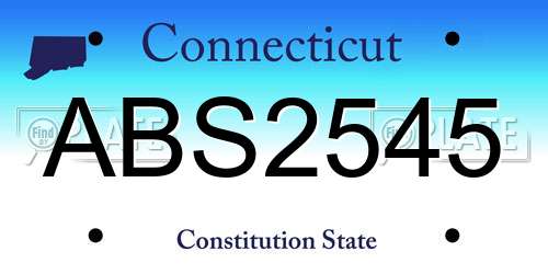 ABS2545 Connecticut License Plate