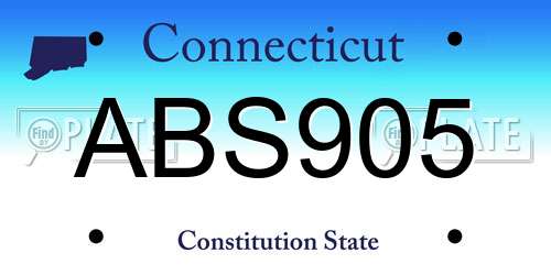 ABS905 Connecticut License Plate