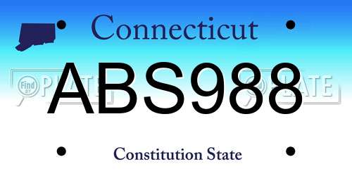 ABS988 Connecticut License Plate