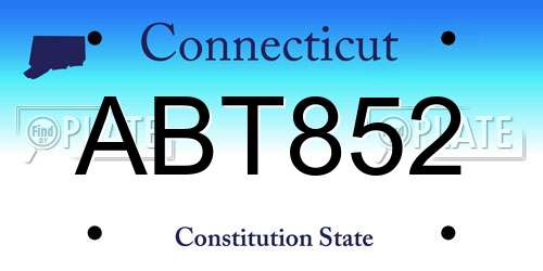 ABT852 Connecticut License Plate