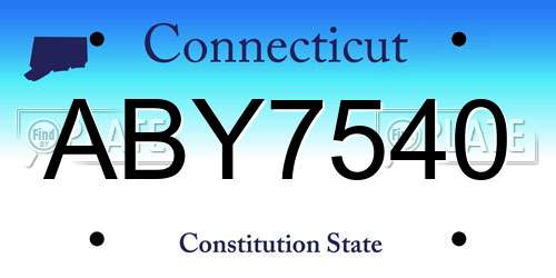 ABY7540 Connecticut License Plate