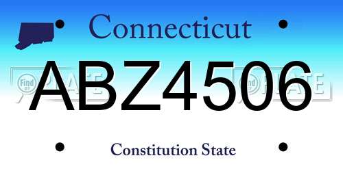 ABZ4506 Connecticut License Plate