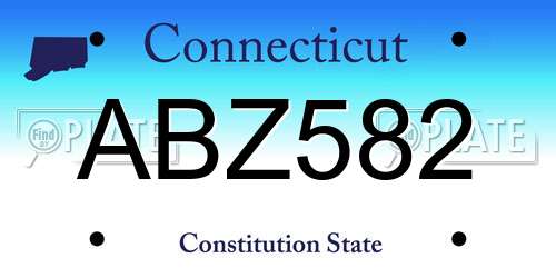 ABZ582 Connecticut License Plate