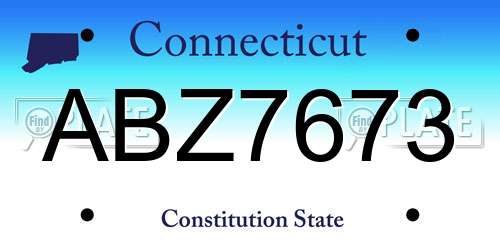 ABZ7673 Connecticut License Plate