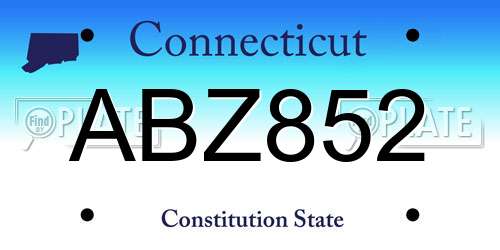 ABZ852 Connecticut License Plate