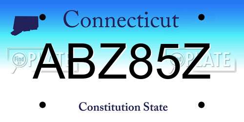 ABZ85Z Connecticut License Plate
