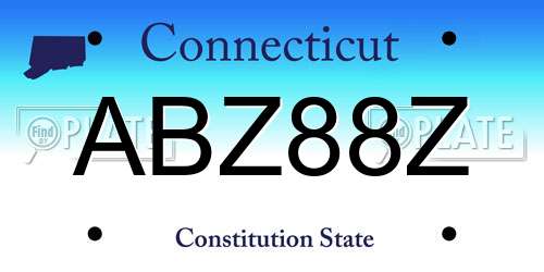 ABZ88Z Connecticut License Plate