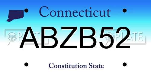 ABZB52 Connecticut License Plate