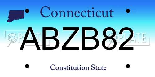 ABZB82 Connecticut License Plate
