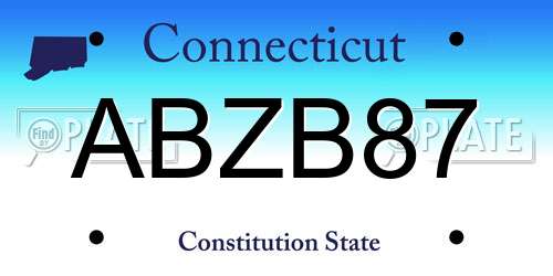ABZB87 Connecticut License Plate