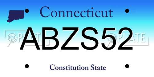 ABZS52 Connecticut License Plate