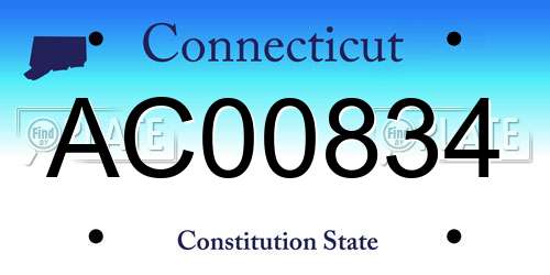 AC00834 Connecticut License Plate