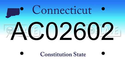 AC02602 Connecticut License Plate