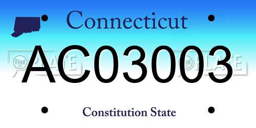 AC03003 Connecticut License Plate