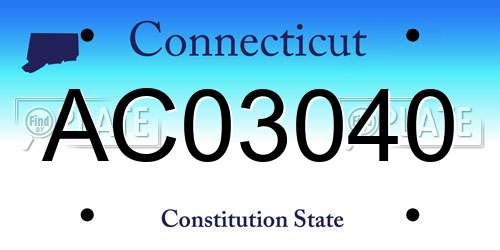 AC03040 Connecticut License Plate